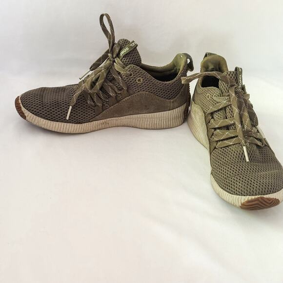 Sorel Out and About Hiking Tennis Shoes Olive Sage Green Suede Womens Size 7 - Picture 2 of 9